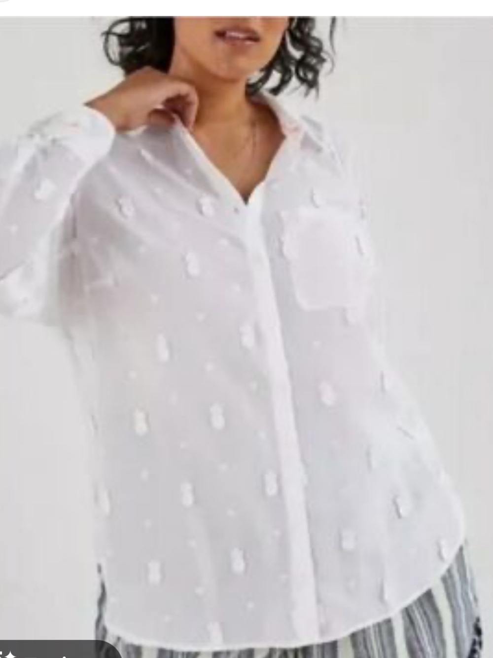 White Sheer Pineapple Button-Down Shirt